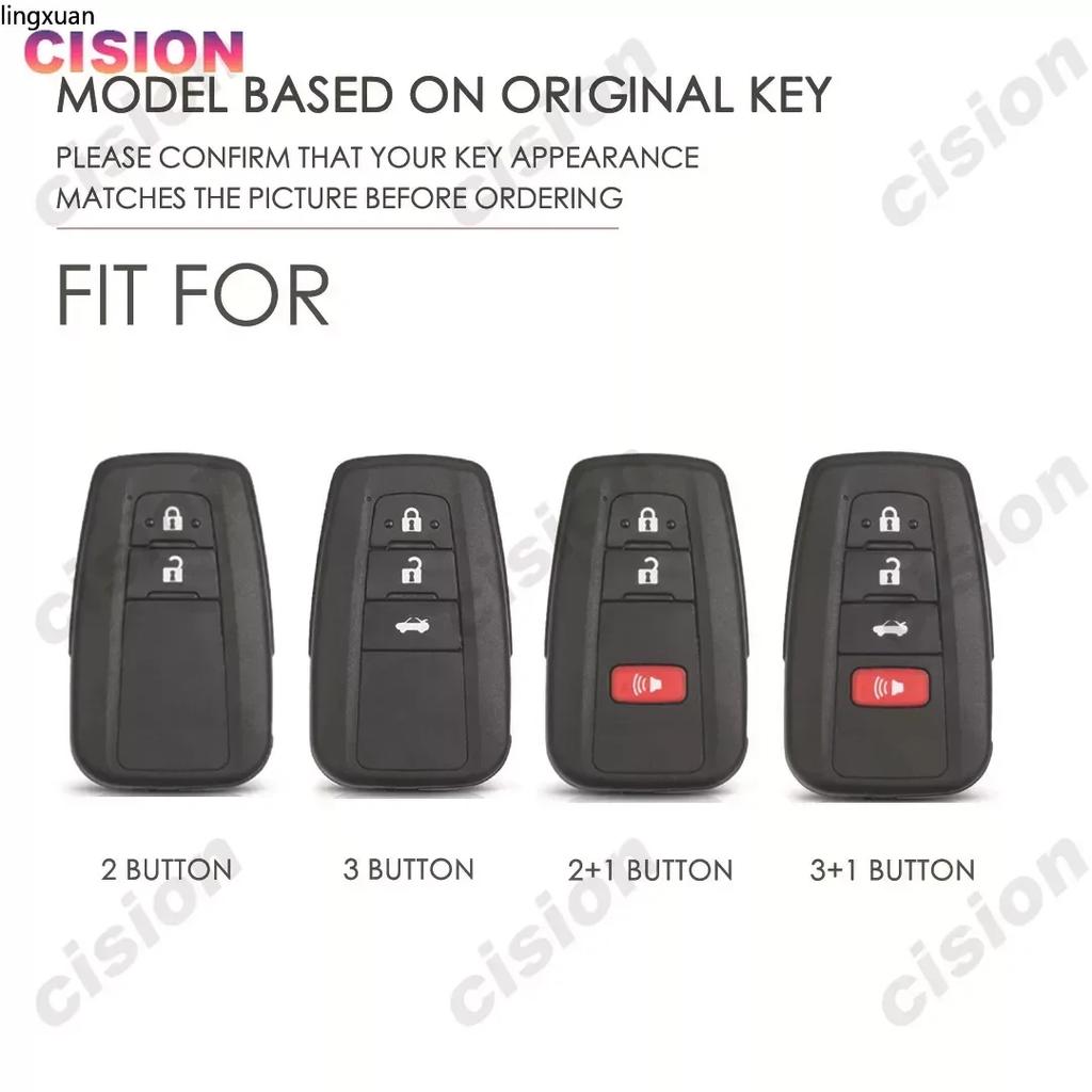 Carbon Fiber Smart Car Key Remote Fob Case Cover Shell Holder Chain For Toyota CHR RAV4 Camry Corolla Cross Harrier Venza Avalon ER5
