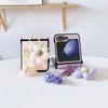 Leather FLower Ring Phone Case for Samsung Galaxy Z Flip 7 6 5 4 3 Flip7 Flip6 Flip5 Flip4 Flip3 5G Shockproof Protection Cover