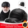 1Pc Men Baseball Caps with Ear Flaps Cotton Pu Warm Fall Winter Thick Hats