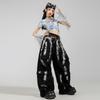 Girls Jazz Dance Costume Kids Hip Hop Performance Outfit Crop Top Pants Set Stage Wear
