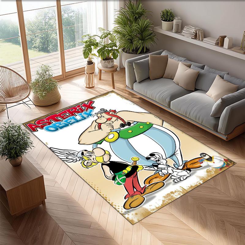Asterix & Obelix Crystal Velvet Rug, Soft Anti‑Slip Crystal Velvet Carpet for Living Room Bedroom Home Decor
