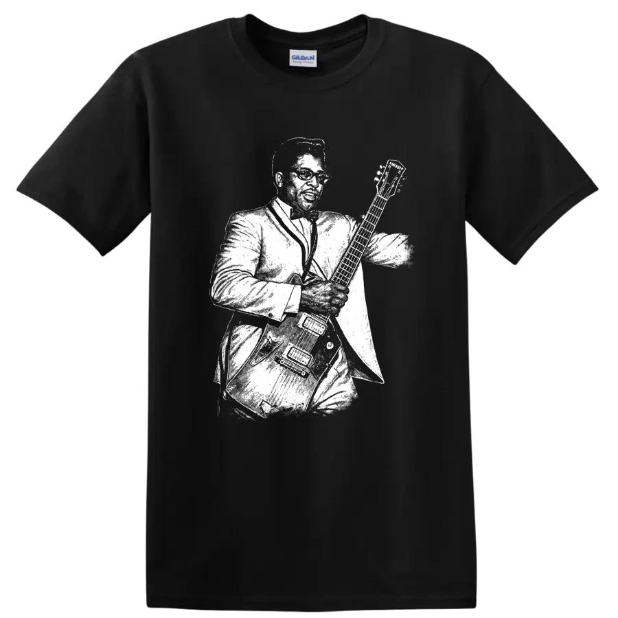 Bo Diddley T Shirt Rock Blues Guitar Legend Silhouette Music Fan Tee Gift Retro