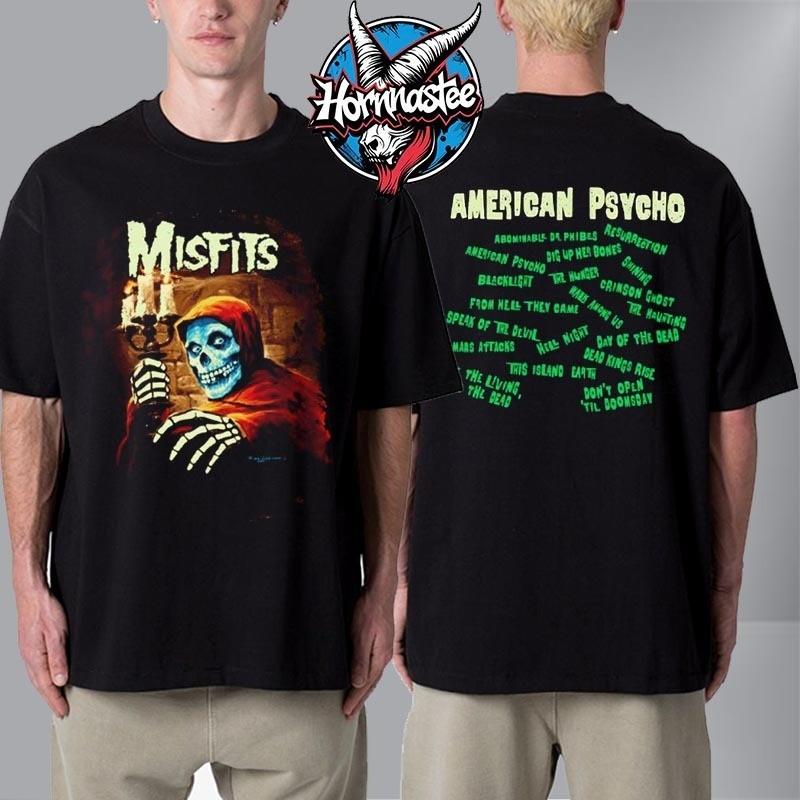 Группа Misfits Американский Психо Светящаяся в темноте Подарок для фаната Унисекс Унисекс Футболка