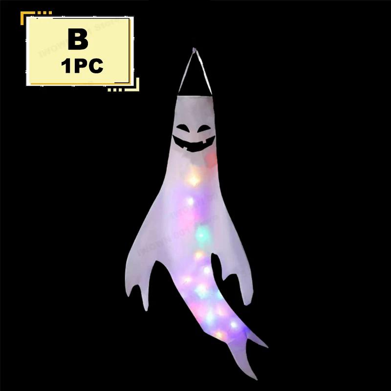Halloween Ghost Windsocks Decorations with LED Light, Outdoor, Hanging Ghost Windsocks for Trees, Yard, Halloween Decor Supplies