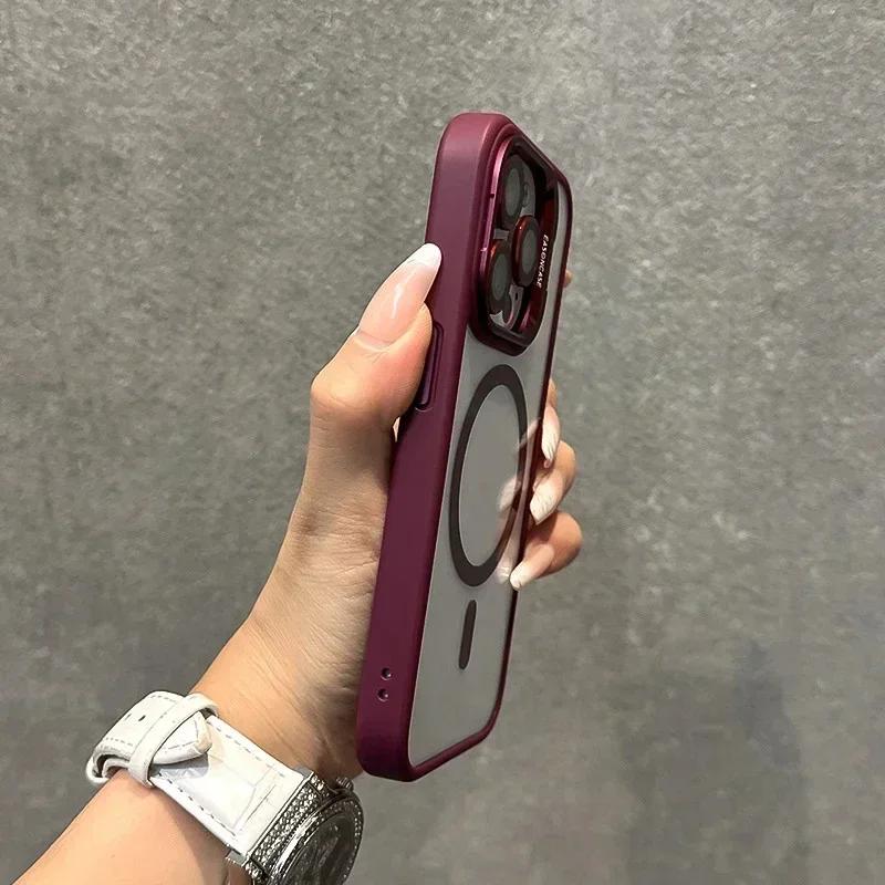 Металлический чехол-подставка с линзами Magsafe для iPhone 15 Pro Max 14 13 11 12 Pro Max Plus, защитный чехол для беспроводной зарядки камеры