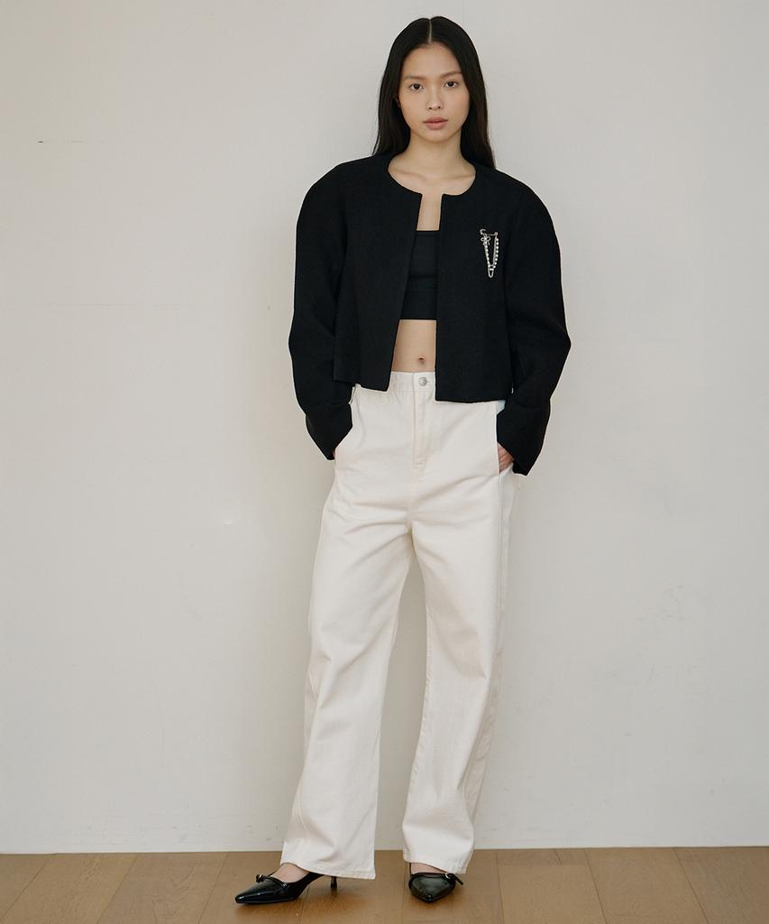 Aure Seoul Tweed Volume Jacket [Black]