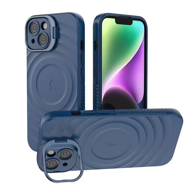 Wave Pattern iPhone 17 Pro Max Case with Magnetic Lens Holder, Apple 16/15 Compatible, Drop-Proof, Cross-Border Design