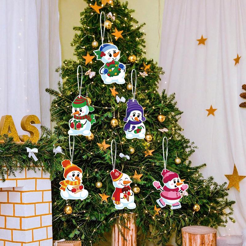 24 Sets Christmas Snowman Craft Kits - Winter Diy Ornaments Decorations Art Sets - Make Your Own Snowman Stickers Arts And Craft