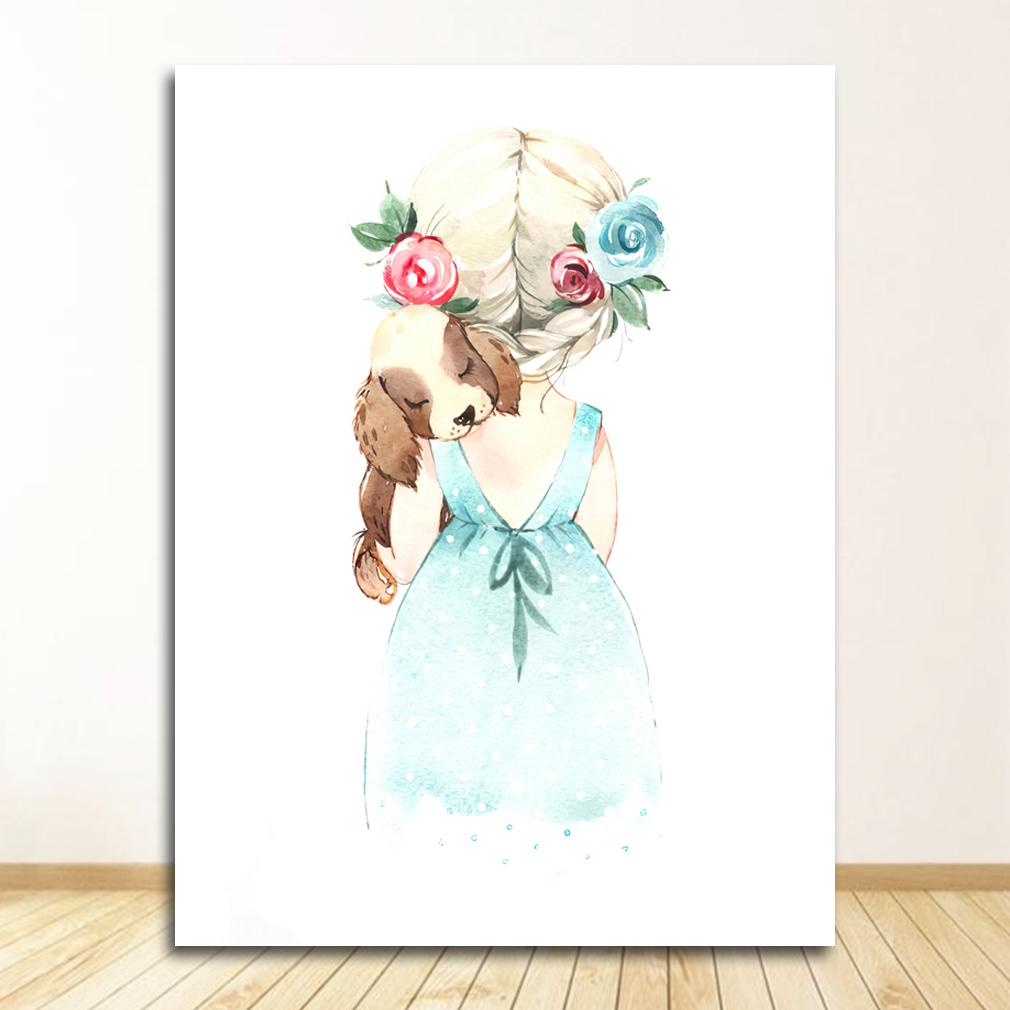 Настенные картины для детской комнаты, декор для детской комнаты, милый зонтик с розами для маленьких девочек, плакаты на скандинавскую тему и принты, настенная живопись на холсте