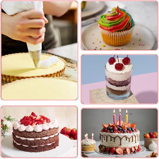 Jeffdad 7 Pcs Round Hole Piping Tips Set, Professional Stainless Steel Cupcake Frosting Nozzles Tool Russian Pastry Icing Dispensers Supplies for