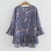 Женский шифоновый топ с цветочным принтом и рукавами-фонариками в европейском и американском стиле - коллекция Лето 2025