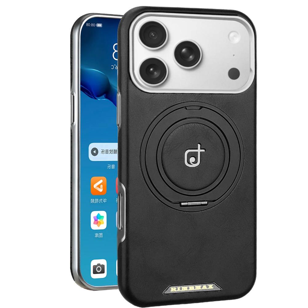 360° Вращающаяся подставка-кольцо Кожаный чехол для IPhone 18 Pro Max 17 Air 16 Pro 15 Plus 14 13 12 Магнитный кронштейн для зарядки Чехол для телефона
