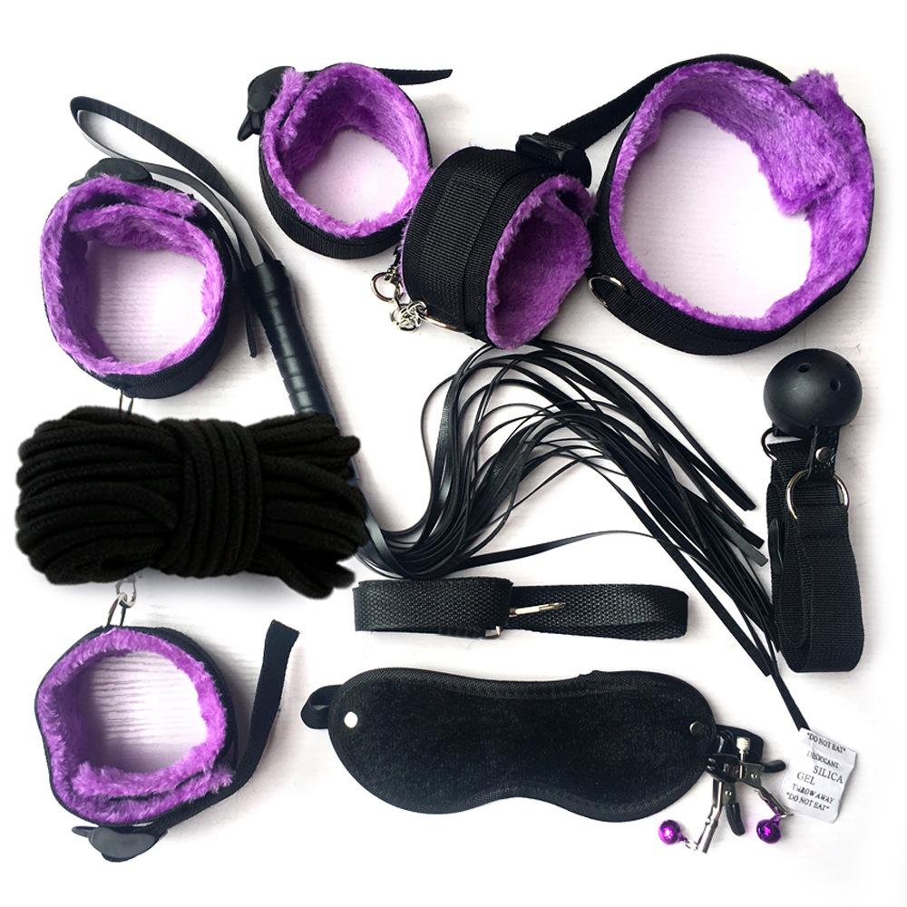 BDSM Restraint Sets, Female Sex Toys Handcuffs, Gags, Blindfolds, Whips, Restraint Straps, Nipple Clamps Adult Game Accessories,
