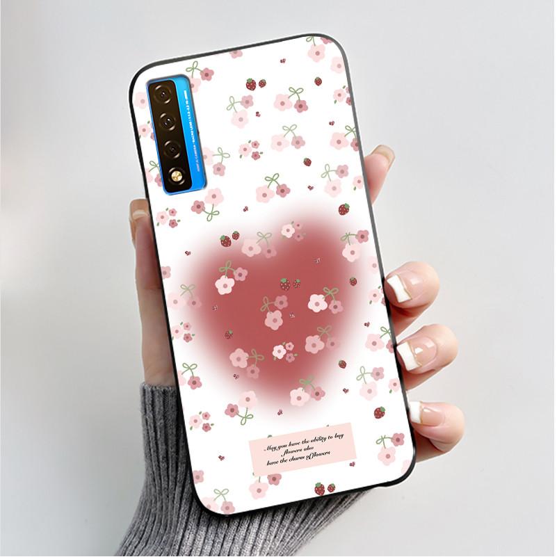 Printing Pattern Case For TCL 20 5G / 20S / 20L / 20L+ Soft Silicone Black Shell Cover Cute Flower Cartoon Casing