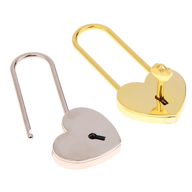 1 Set Metal Heart Shaped Padlock Antique Style Love Lock Set With Key Wedding Valentine'S Day Gifts Couple Wishing Lock