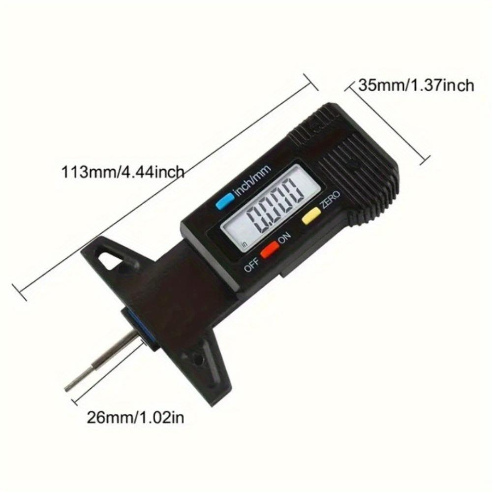 Digital Tire Tread Depth Gauge Mm/ Inch Measurement Portable Tire Brake Pad Wear Tool for Cars Trucks Motorcycles Vehicle Maintenance Tool