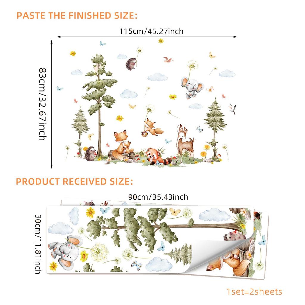 Настенная наклейка Мультяшные животные Наклейка на стену для шкафа Детская комната Шкаф