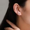 925 Sterling Silver Sparkling Curved Smile Stud Earrings For Women Birthday Wedding Gift Fine Jewelry