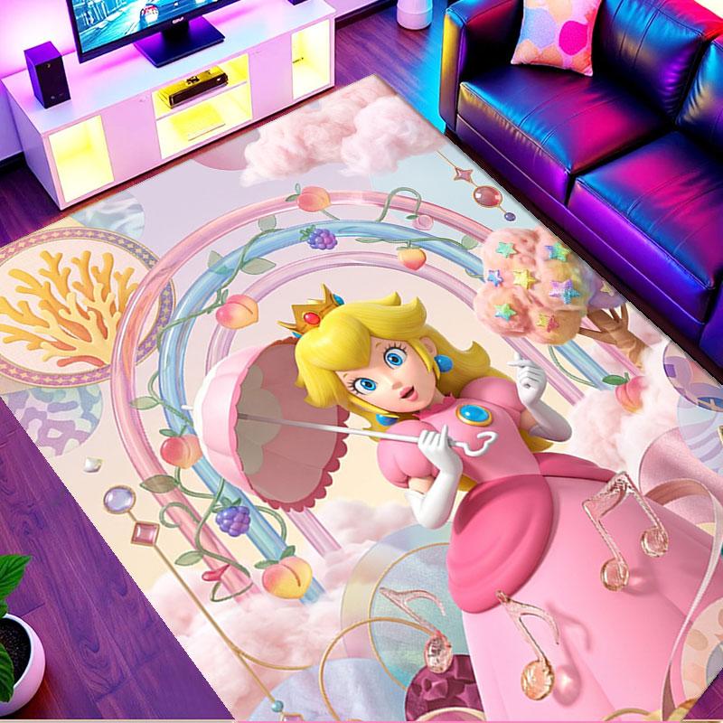 Princess Peach Toadstool Print Rug, Washable Floor Carpet, For Entryway Dorm Laundry Room Office Study, Home Decor Birthday Christmas Gift