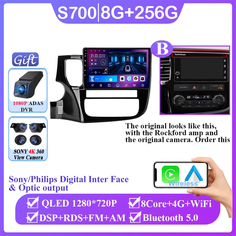 Навигация GPS Android 14 Авто Для Mitsubishi Outlander 3 2012-2018 Carplay Автомобильный Видеоплеер 2din DVD Мультимедийная Головное Устройство 2K BT