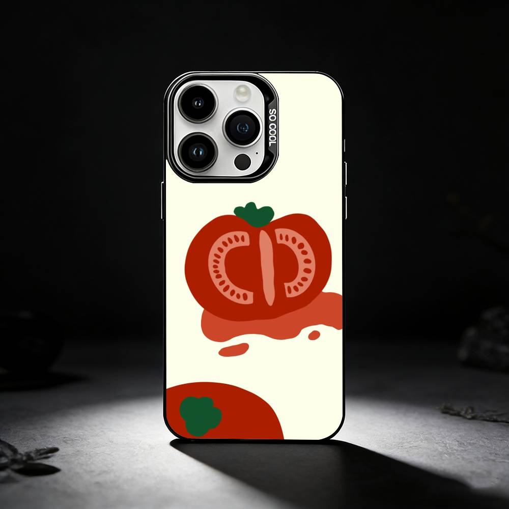 Ins cute Tomatoes Phone Case For iPhone 17,16,15,14,13,12,11 Plus,Pro Max,XS,Colored silver phone case