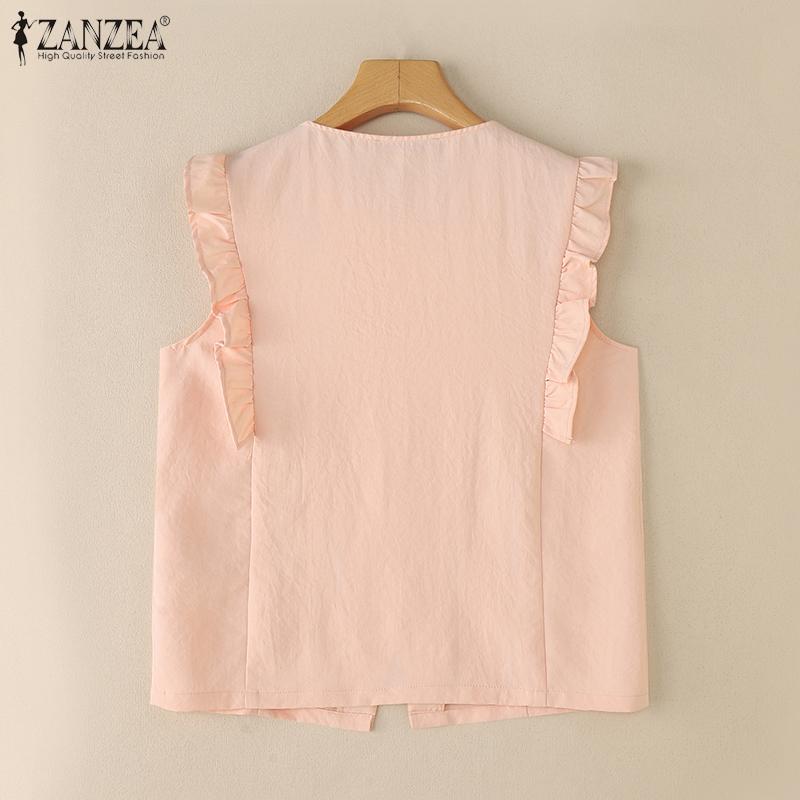 ZANZEA Женские повседневные летние майки без рукавов с круглым вырезом