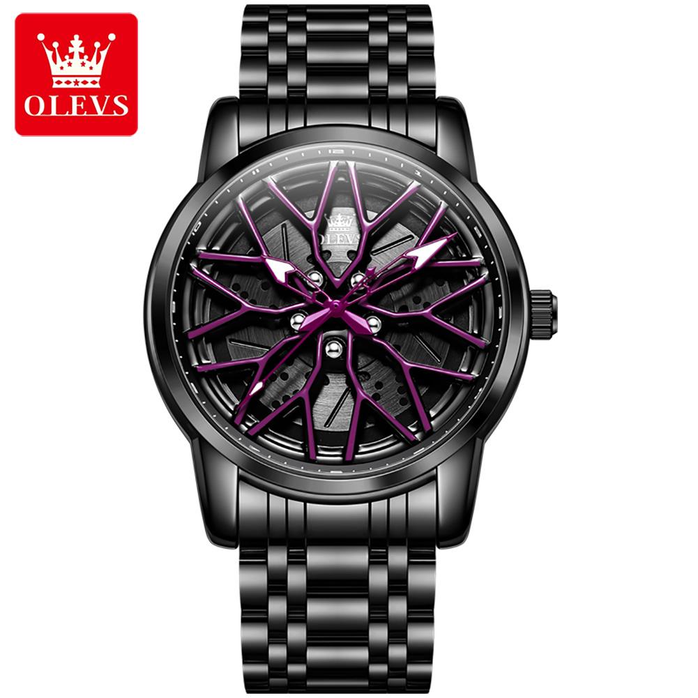 Olevs 3701 Luxury Hollow Out Rotation Sport Fashion Luminous Waterproof Waterproof Stainless Steel Quartz Watch
