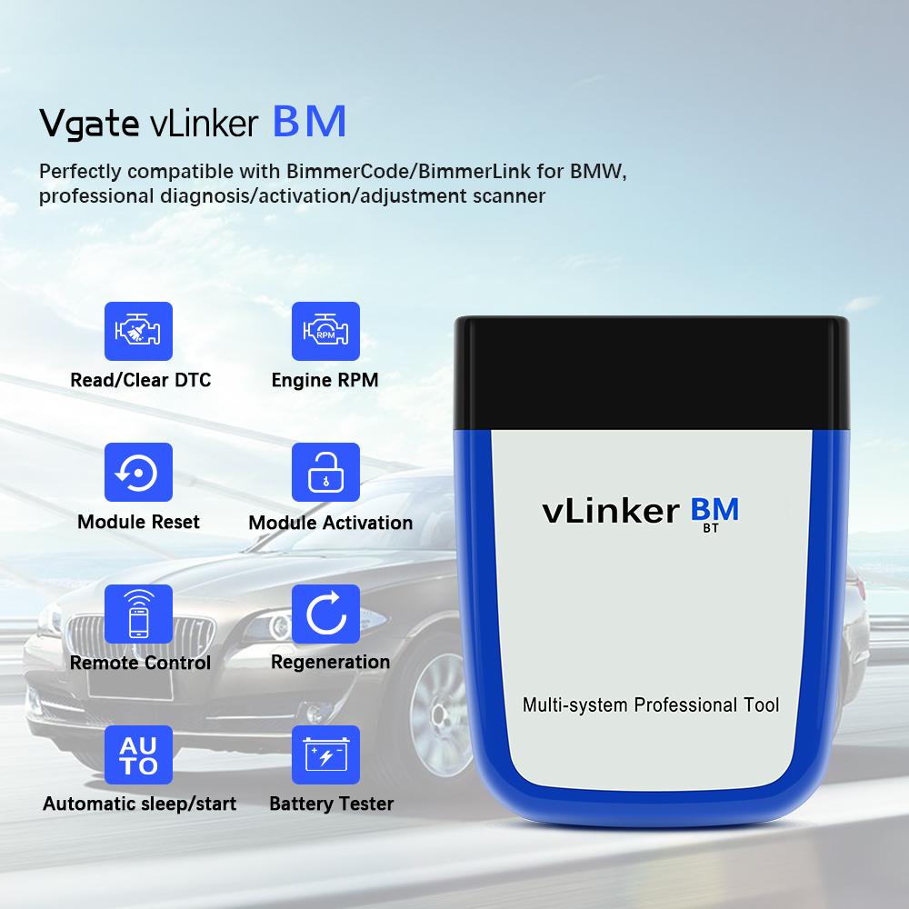 Vgate VLinker BM для BMW Bimmercode Bimmerlink Bluetooth 3,0 elm327 Автомобильный диагностический инструмент автоматического сканирования ELM 327 OBD сканер