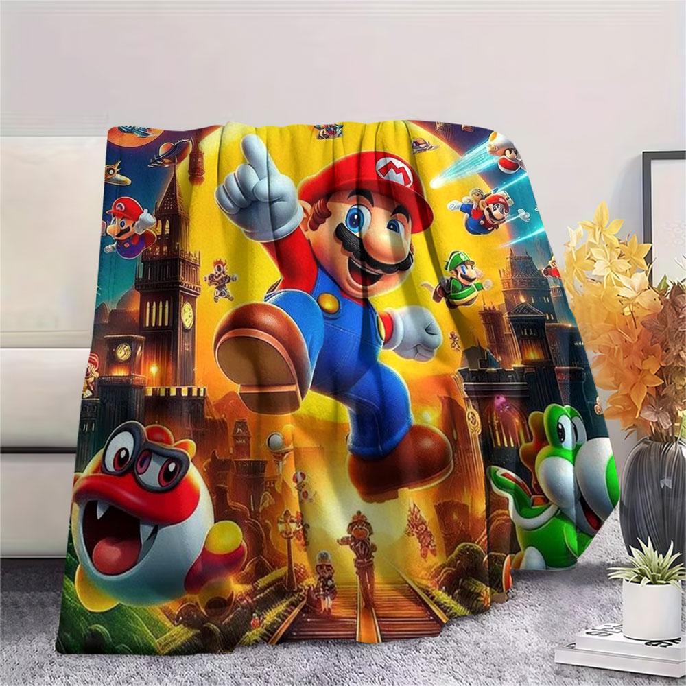 Super Mario Cartoon printing Flannel Blanket Bedroom Sofa Camping Warm blanket Gifts for family and friends-MJ009