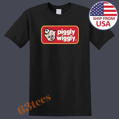 Магазин Piggly Wiggly Забавная Мультяшная Мужская Футболка Женская Футболка Топ Унисекс Черный Размер от S до 5XL