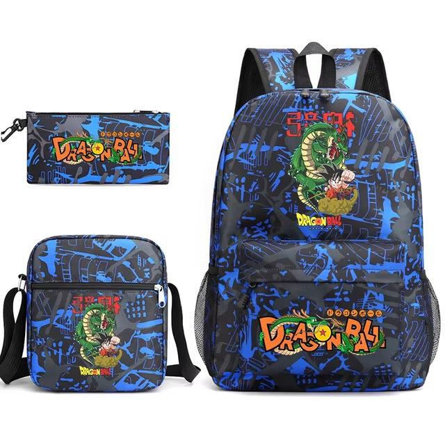Рюкзак с принтом Dragon Ball Z, набор из 3 предметов, повседневный школьный рюкзак для мальчиков и девочек, молодежный, с пеналом, сумка через плечо