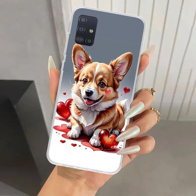 Милый Щенок Сердце Собаки Чехол для Телефона для Samsung Galaxy A52 A32 A22 A12 A02S A50S A30S A10S Note 20 Ultra 10 Plus S10 A31 A20 A71