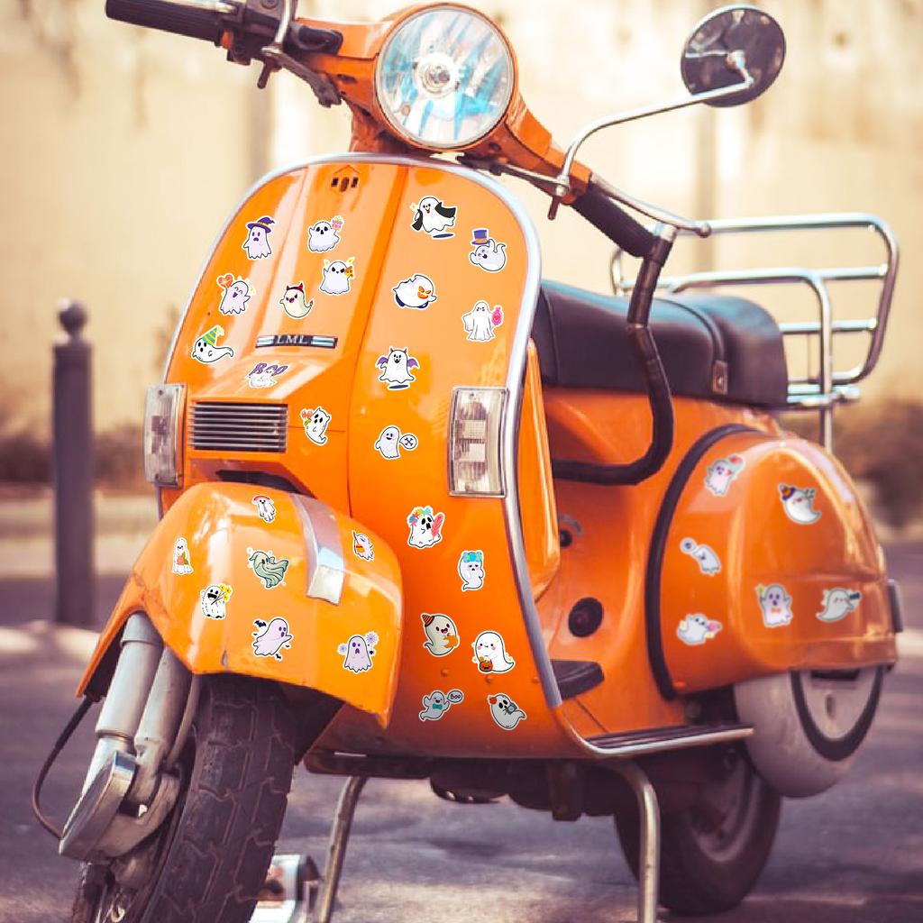 50 Halloween Series White Ghost Stickers Cute Cartoon Festival DIY Decoration Stickers