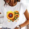 (Asian Size) Love Heart Floral Flower Women Casual Top Clothing Fashion Print Lady Female Short Sleeve T Shirt Tee Graphic T-shirts