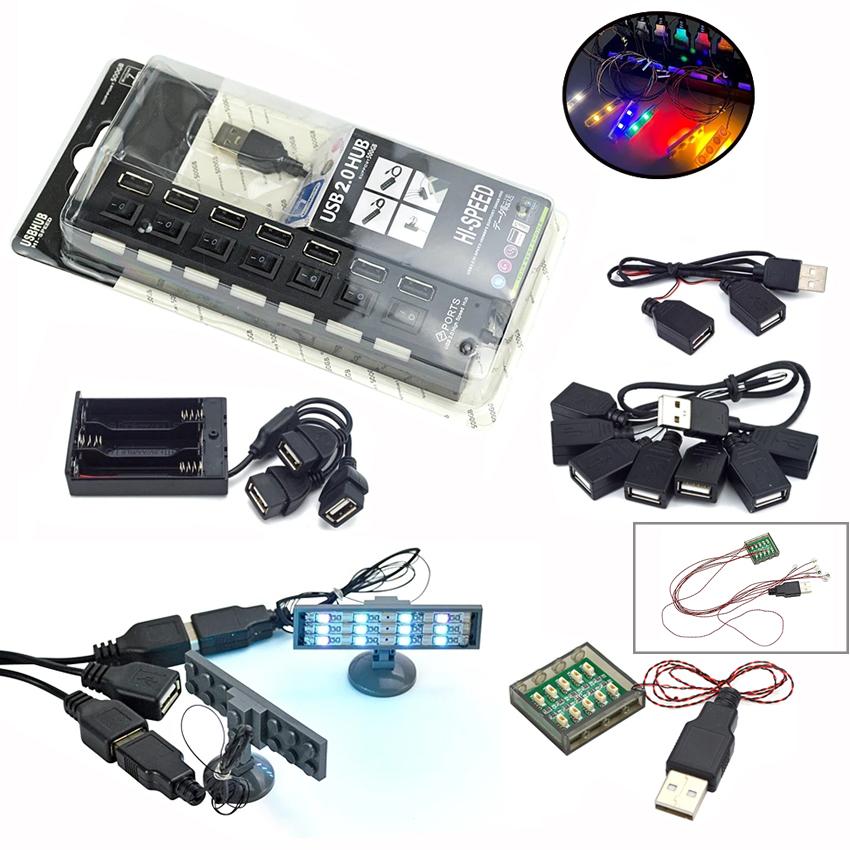 MOC Светодиодный Цветной Поисковый Прожектор USB Уличная Городская Серия Кубики Свет Строительные Блоки Совместимые 10220 10260 42083 Блоки