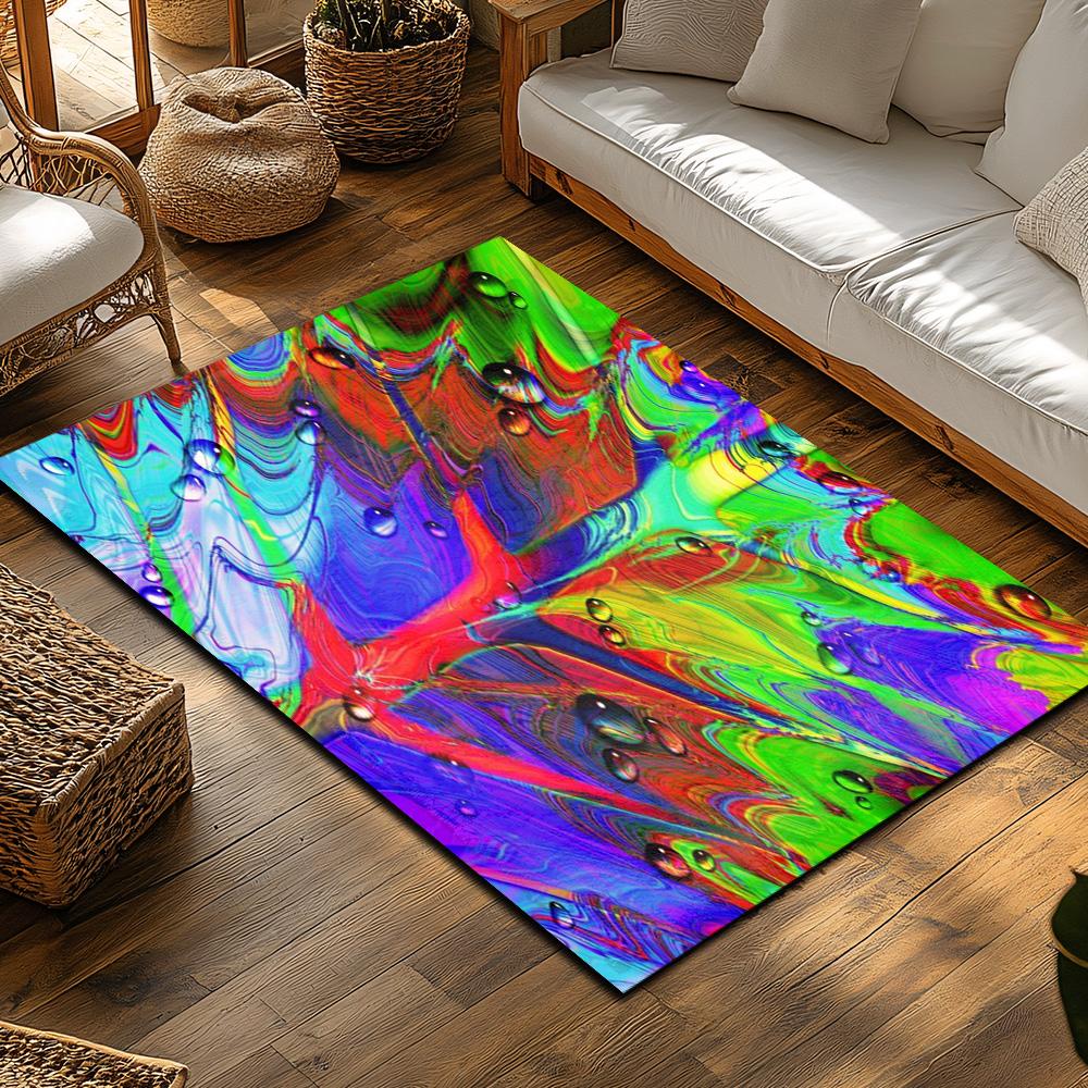 Tuniu Vibrant Abstract Psychedelic Rainbow Swirls Floor Carpet Mat Rug Home Decor