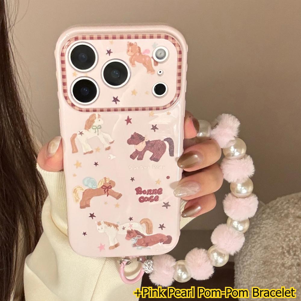 Милый Розовый Пони Чехол для Телефона для IPhone 16, IPhone 17 Pro Max и IPhone 14 с Цепочкой