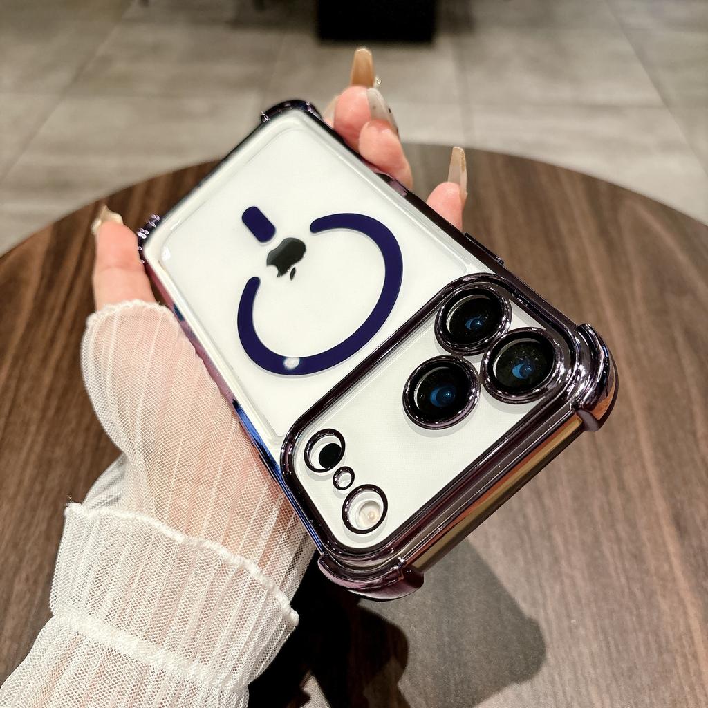 Для Apple 17proMax Встроенный Магнитный Чехол для Телефона Прозрачный для IPhone16 Четырехугольная Подушка Безопасности Защитный Чехол от Падения