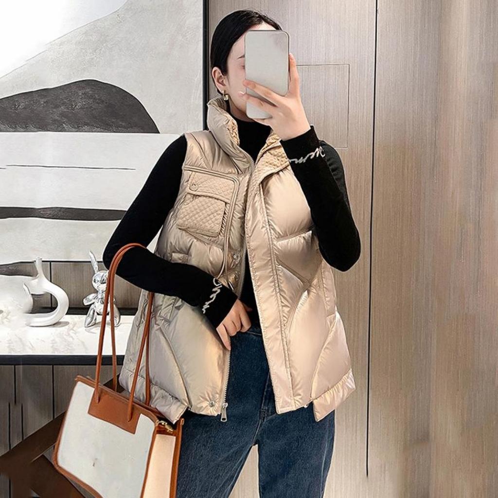 Женская осенне-зимняя утепленная новая верхняя одежда, жилет с хлопковой подкладкой, воротник-стойка, куртка без рукавов, пальто, жилет