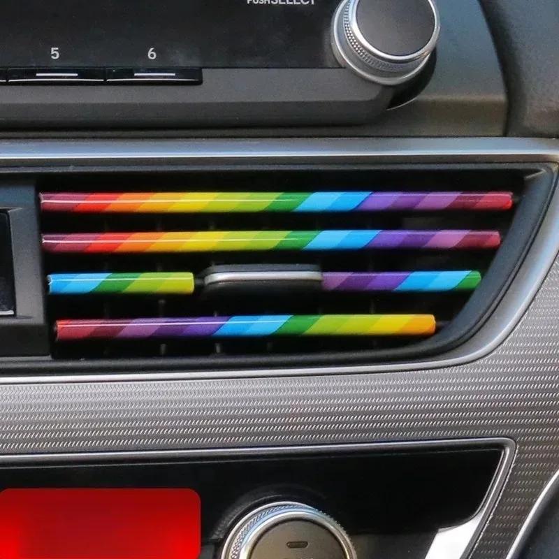 10 шт. Автоаксессуары Цветные DIY Декоративная полоса Хромированная решетка вентиляционного отверстия кондиционера салона Серебристый стайлинг