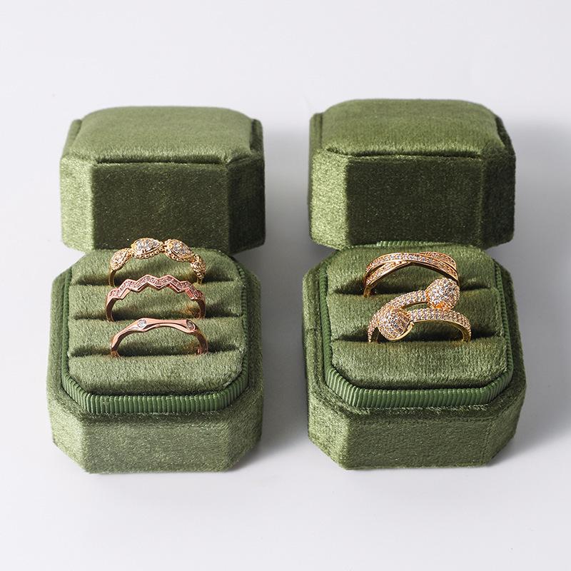 Custom Velvet Octagonal Ring Box for Wedding Anniversary Jewelry