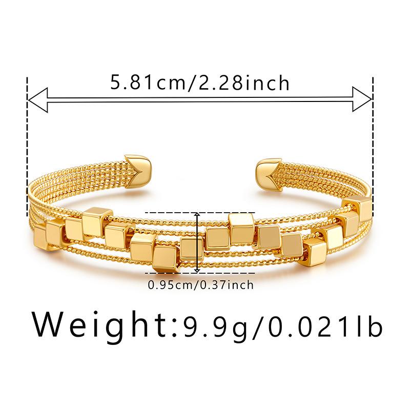 Copper Plated 18k Gold Open Geometric Bangle Minimalist Bracelet