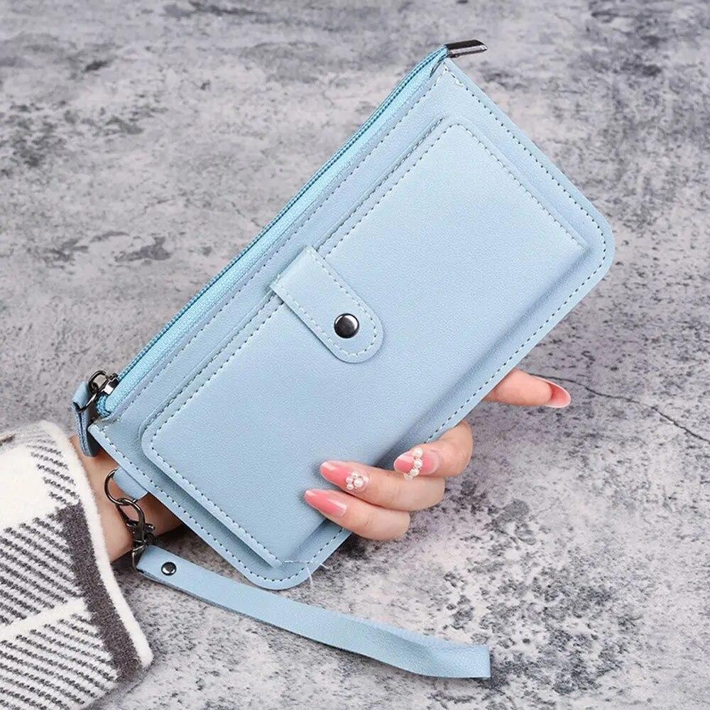 Women's Wallet Multi-functional Fashion PU Leather Long Zipper Wallets Multi-card Position Clutch Buckle Tassel Student Wallet
