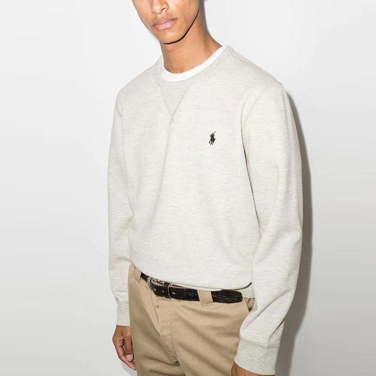 Мужская толстовка с круглым вырезом и вышитым логотипом Polo Ralph Lauren, серо-белая 710675313-020