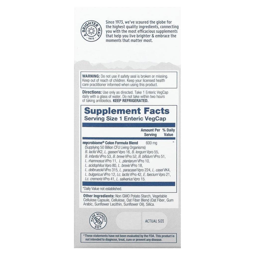 Mycrobiome Probiotic Colon Formula, 50 Billion, 30 Veggie Caps