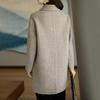 Women's Solid Color Long Sleeve Double Breasted Mid Length Pocket Woolen Coat