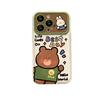 Подходит для Apple 15promax Чехол для мобильного телефона iPhone14/13 Coffee Bear Lanyard12 Большое окно Flip Mirror X