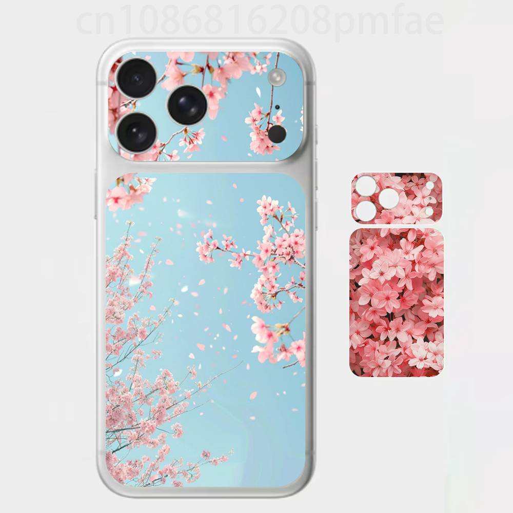 3D наклейка на весь корпус с узором из розовых цветов для iPhone 17/Pro/Pro Max, цветная задняя защитная наклейка