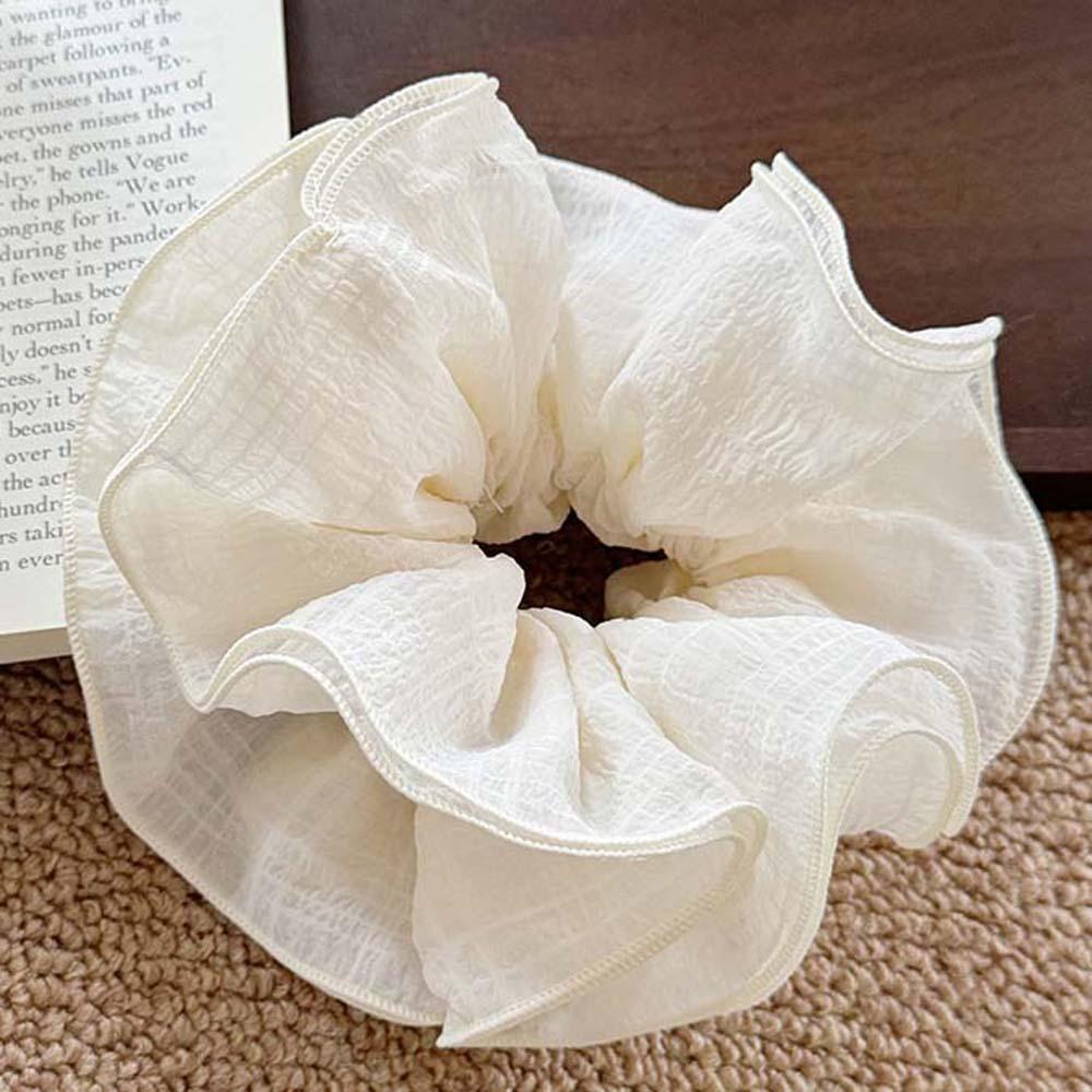 Однотонные кружевные плиссированные резинки для волос в корейском стиле, толстая кишка, веревка для головы, ежедневно