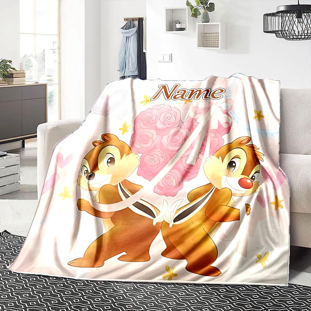 Custom Name Chip 'n' Dale Adventure blanket for Couch & Bed, Plush Cozy Fuzzy Blanket Super Soft & Warm Blankets for Fall and Winter. 0908425
